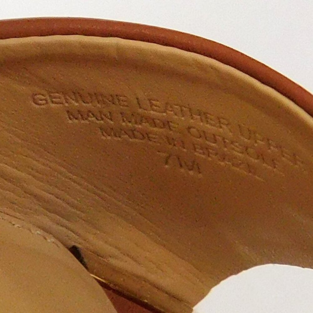 Talbots Open Toe Block 1" Heel Camel Leather Shoe… - image 8